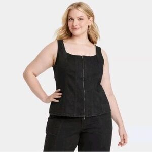 NEW Universal Thread Black Denim Zipper Top sz. 14